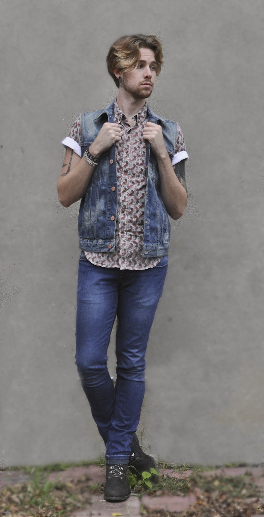 Obey paisley shirt with denim Levis west and Topman denim with J Shoes Boots