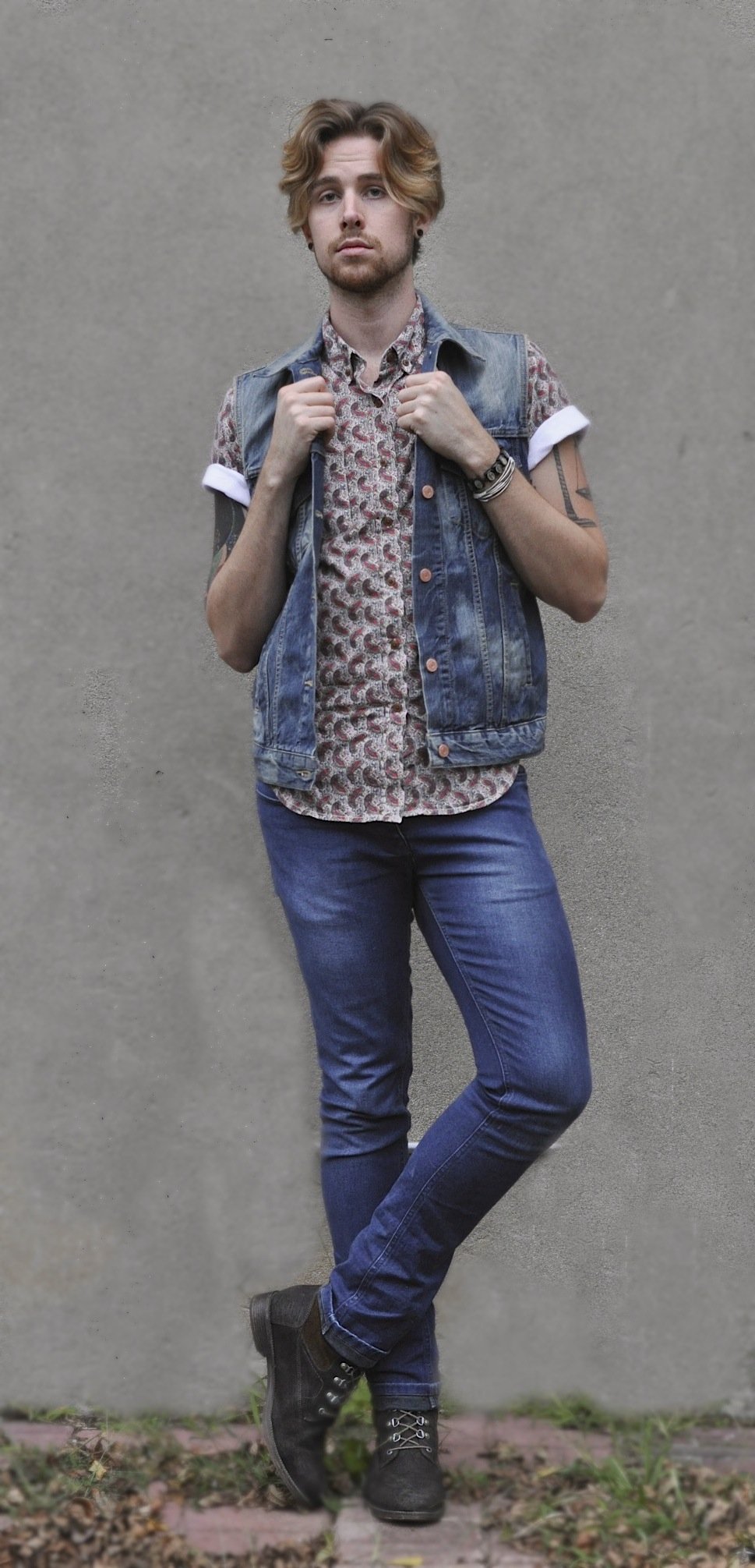 Obey paisley shirt with denim Levis west and Topman denim with J Shoes Boots