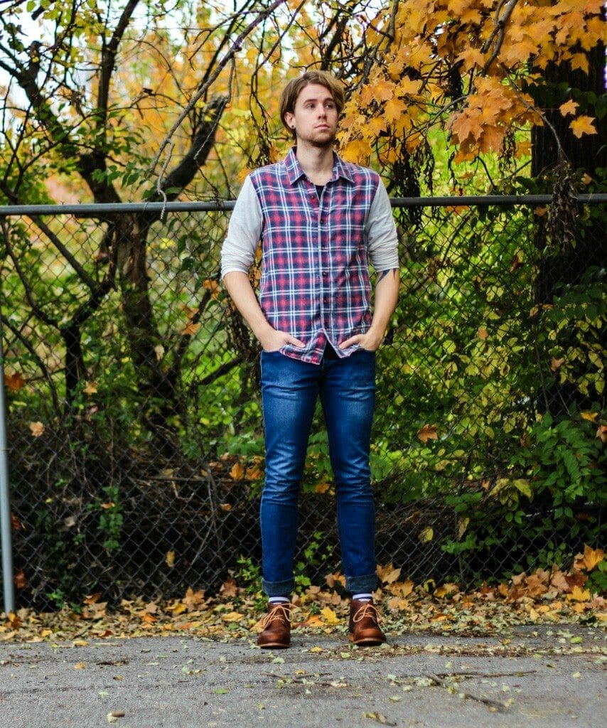 The Kentucky Gent in a Plaid Shirt by Color Fast, Jeans by Topman, and Monarch Chukka Boot by J Shoes