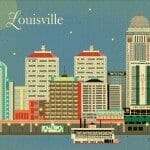 Louisville, Kentucky skyline digital art work by Loose Petals on Etsy.