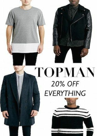 Topman's 20% off everything sale with The Kentucky Gent's favorites.