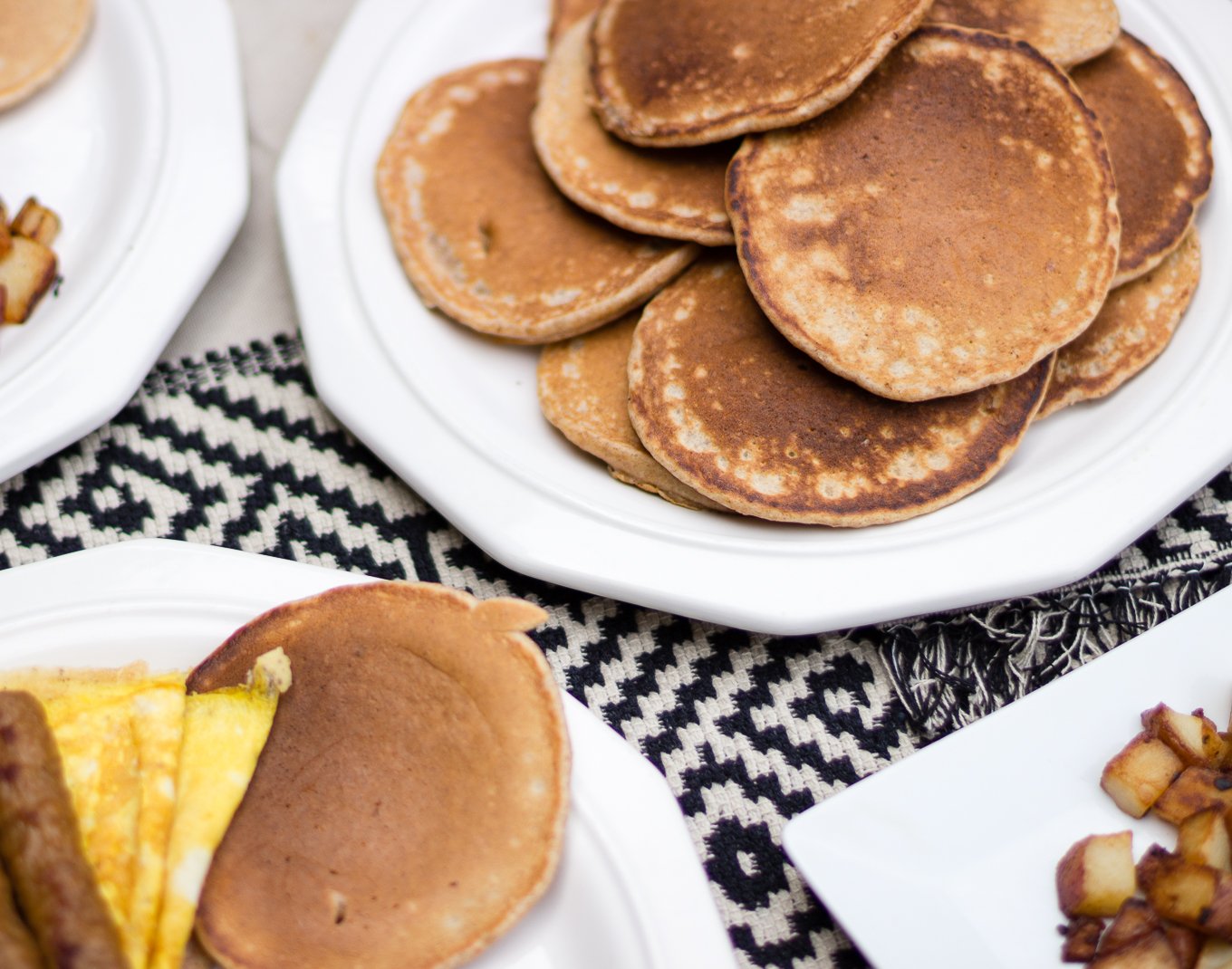 whole wheat breakfast pancakes, pancakes, easy to make breakfast, johnsonsville breakfast sausage