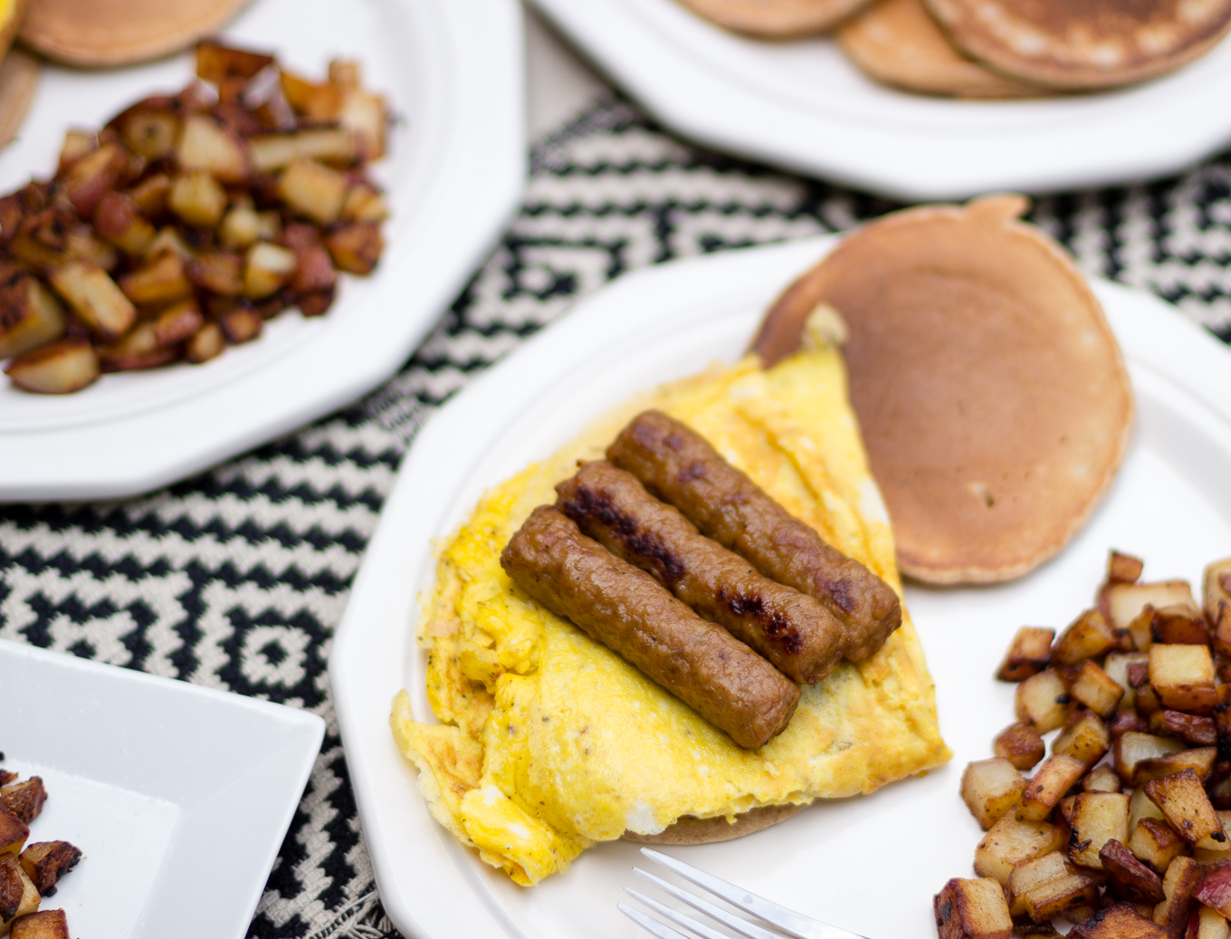 whole wheat breakfast pancakes, pancakes, easy to make breakfast, johnsonsville breakfast sausage