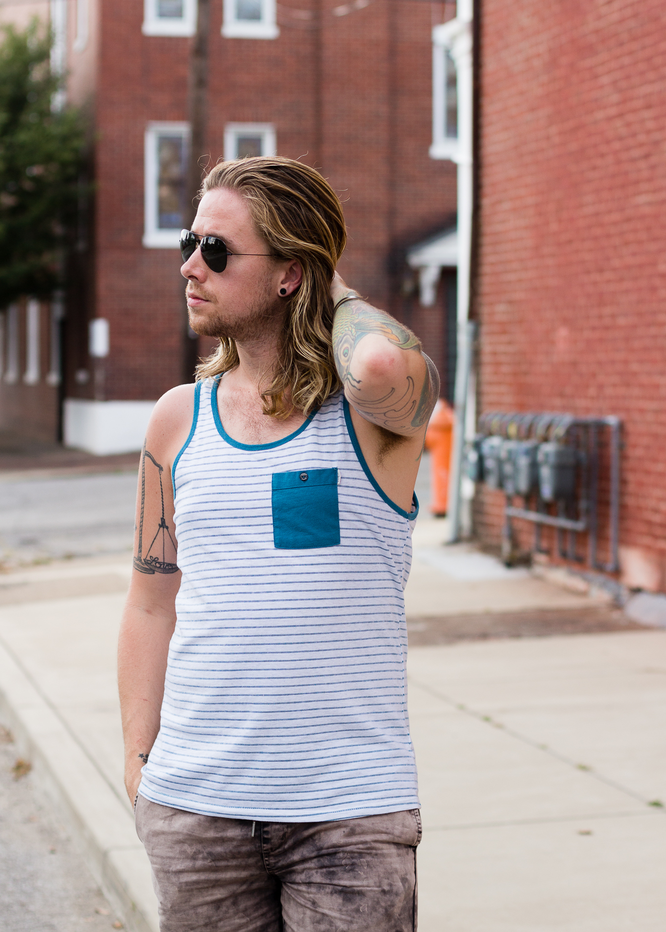 ambig clothing, rvca, mens tank top, birkenstock sandals, mens fashion blog