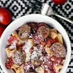 johnsonville, italian sausage, rigatoni, homemade pasta sauce, quick and easy dinner ideas