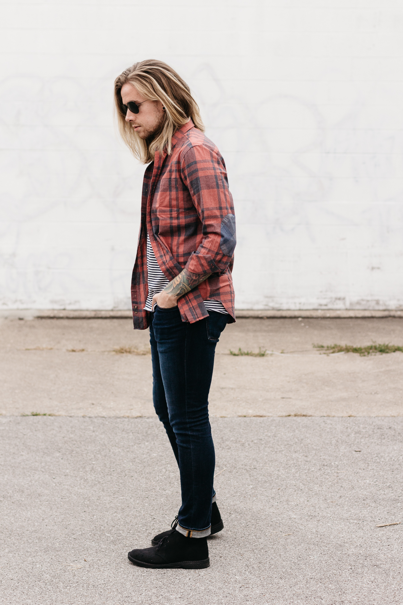 living proof hair care, big star denim, five four clothing company, mens fall fashion, how to wear stripes and plaid