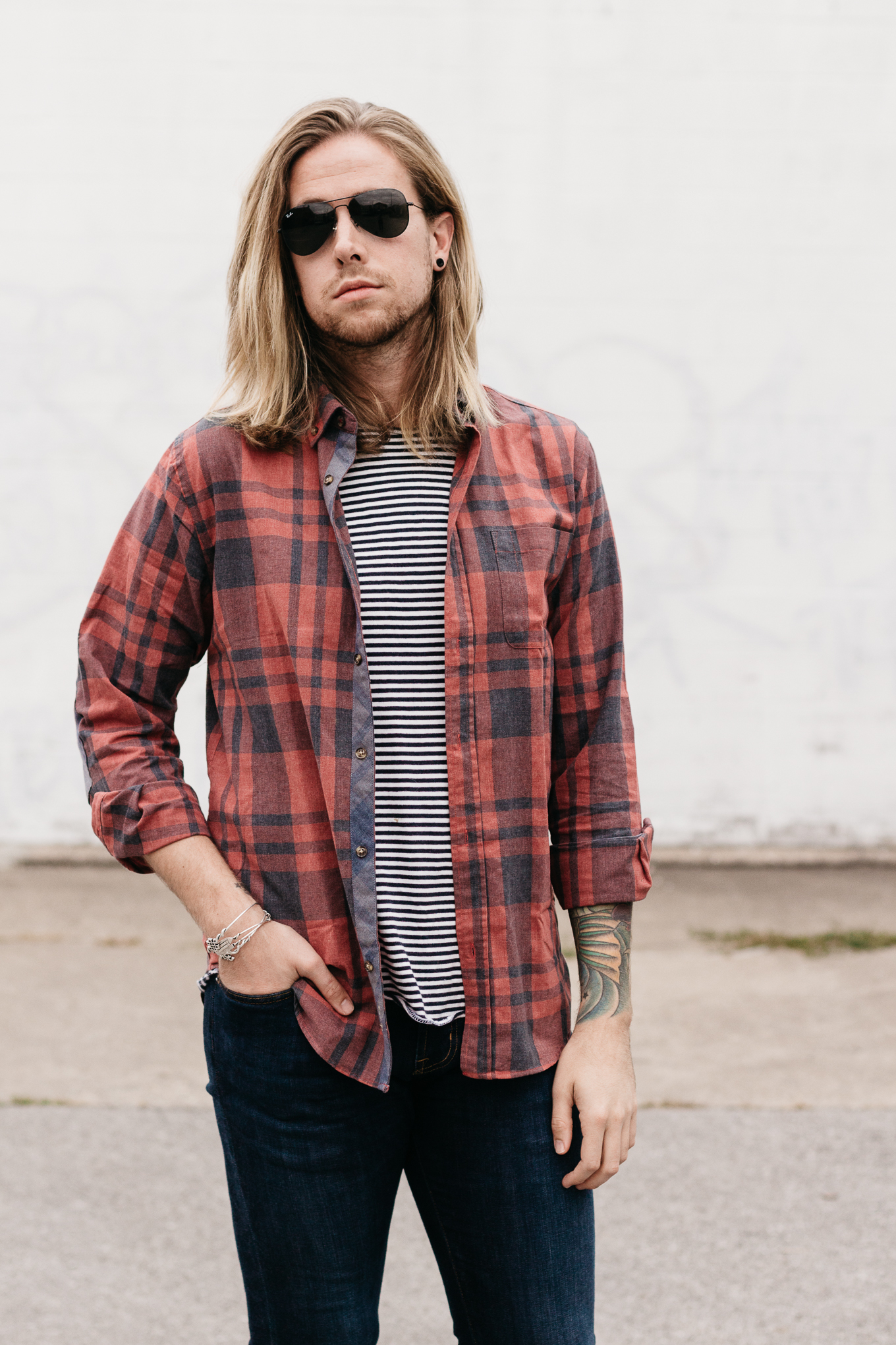 living proof hair care, big star denim, five four clothing company, mens fall fashion, how to wear stripes and plaid