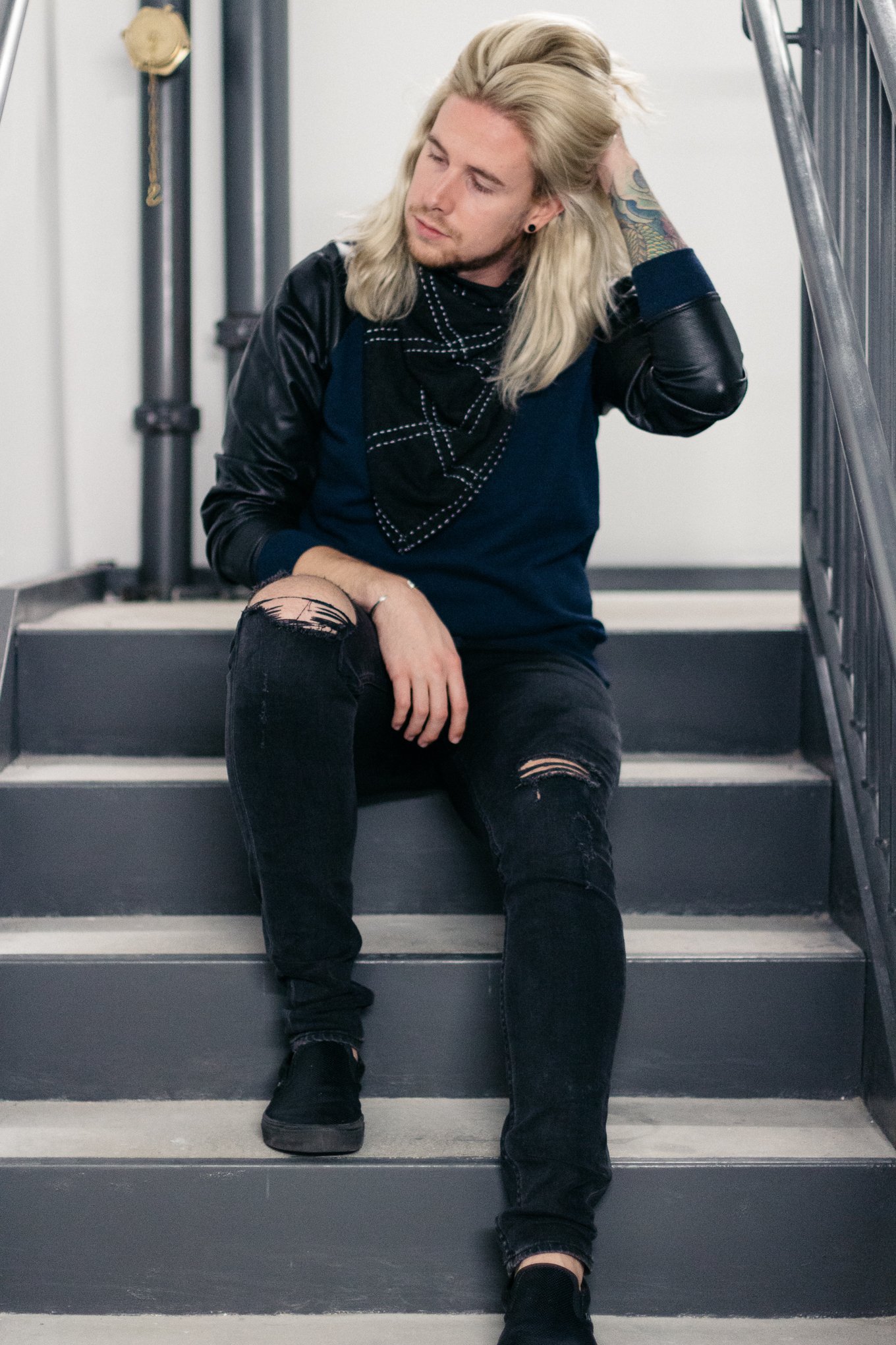 urban outfitters, anchal project, mens fall fashion, aloft hotel louisville, men with platinum blonde hair