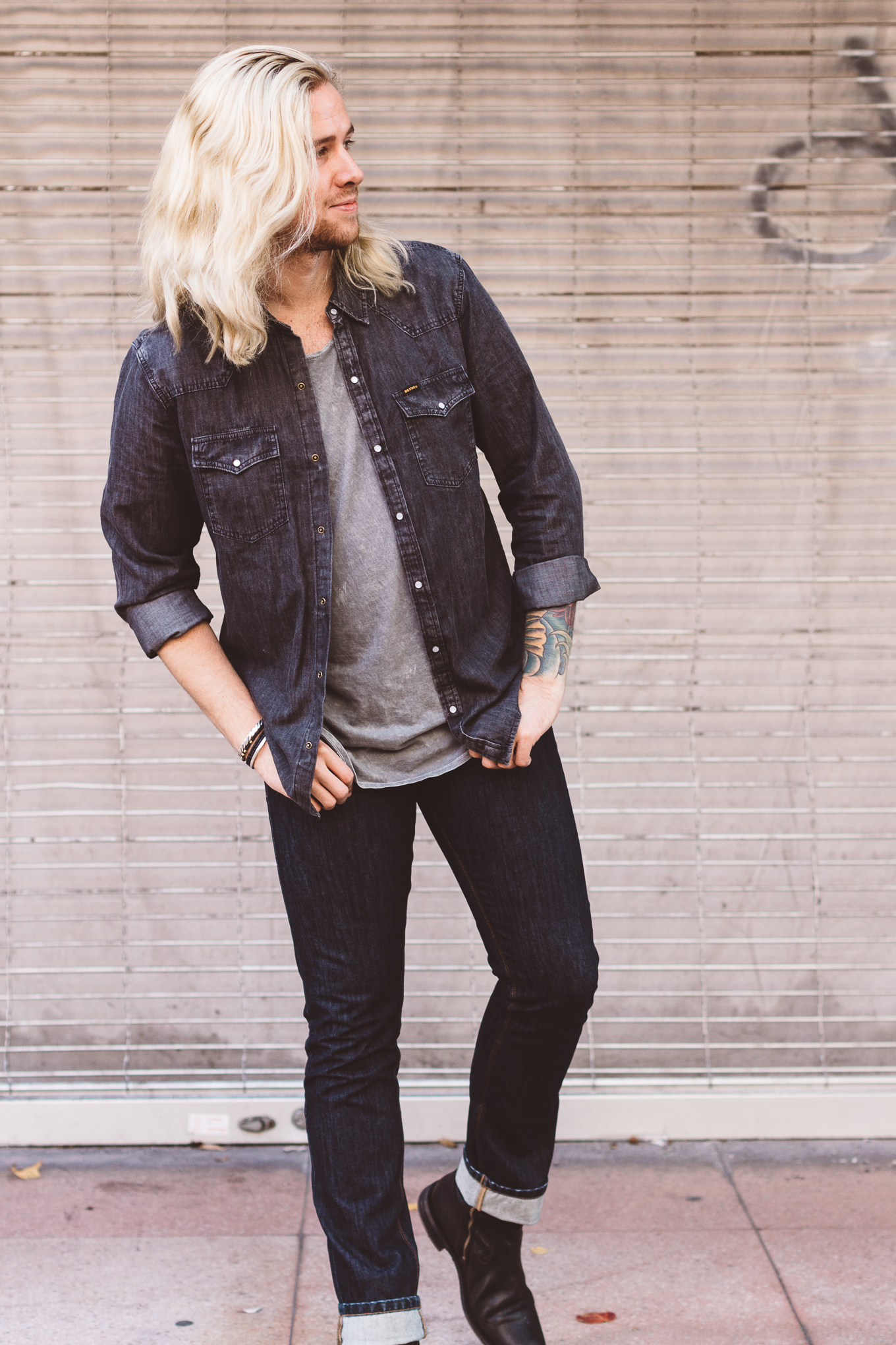 urban outfitters mens tshirts, big star denim, mens premium denim, platinum blonde mens hair, guys with long hair