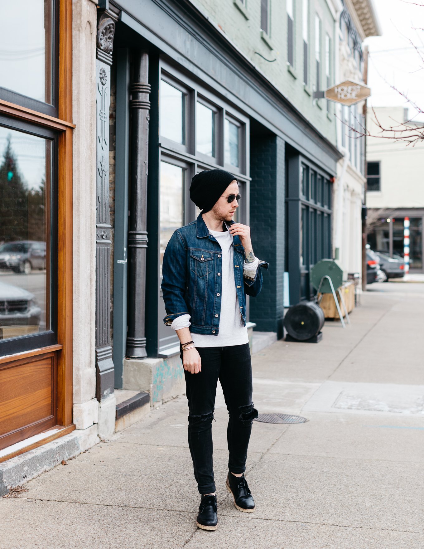 rag and bone jeans, black rag and bone jeans, mens black distressed denim, dr scholls boots