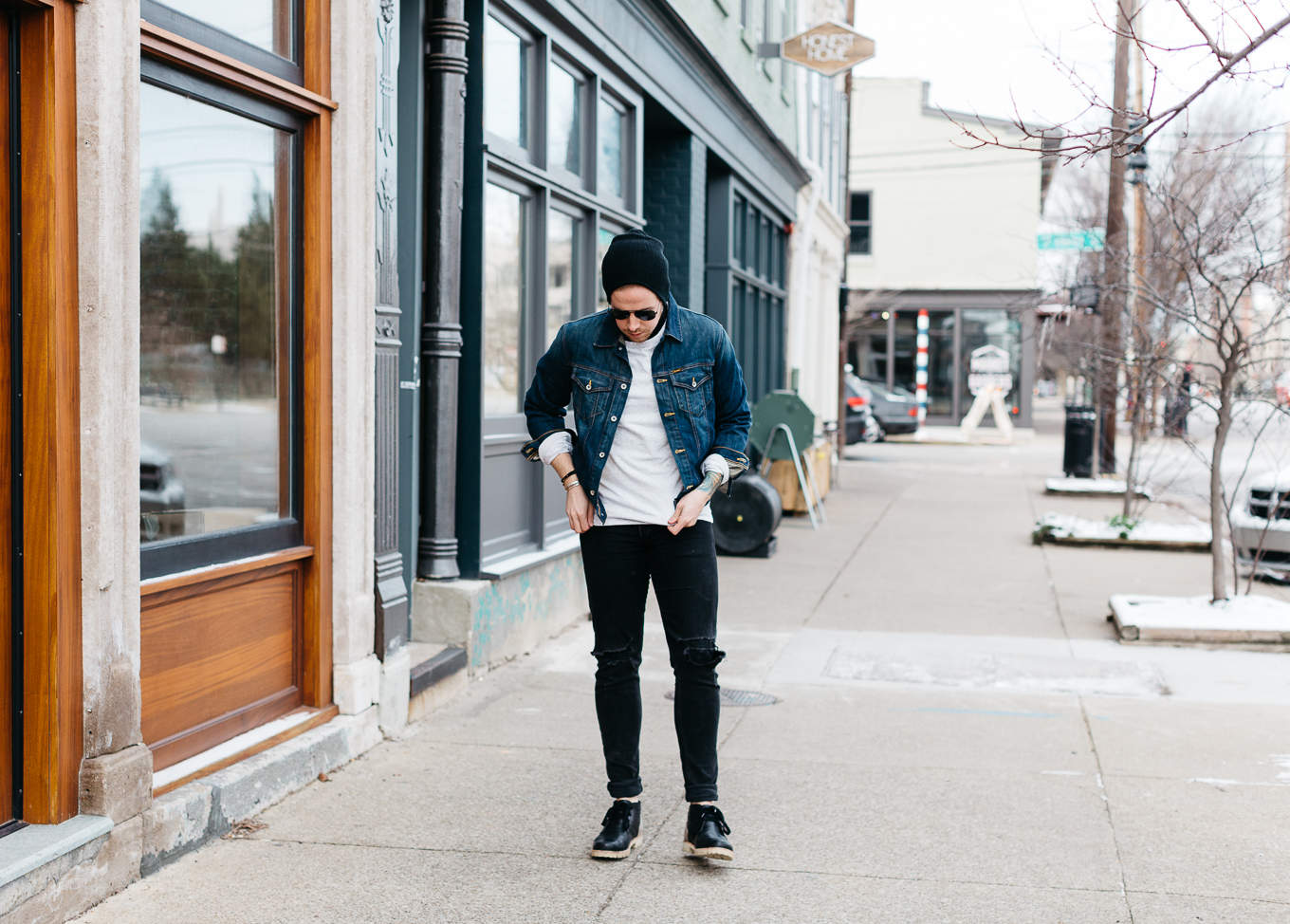 denim jacket, big star denim, hm sweatshirt, mens neutral sweatshirt