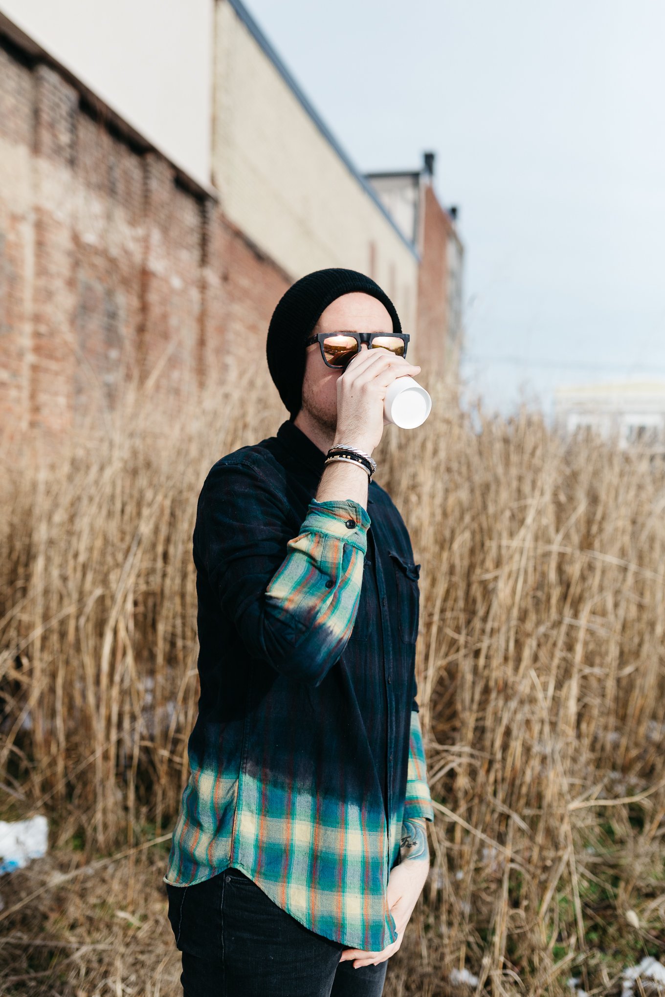 urban outfitters, urban outfitters men, ombre plaid shirt, hm gray denim