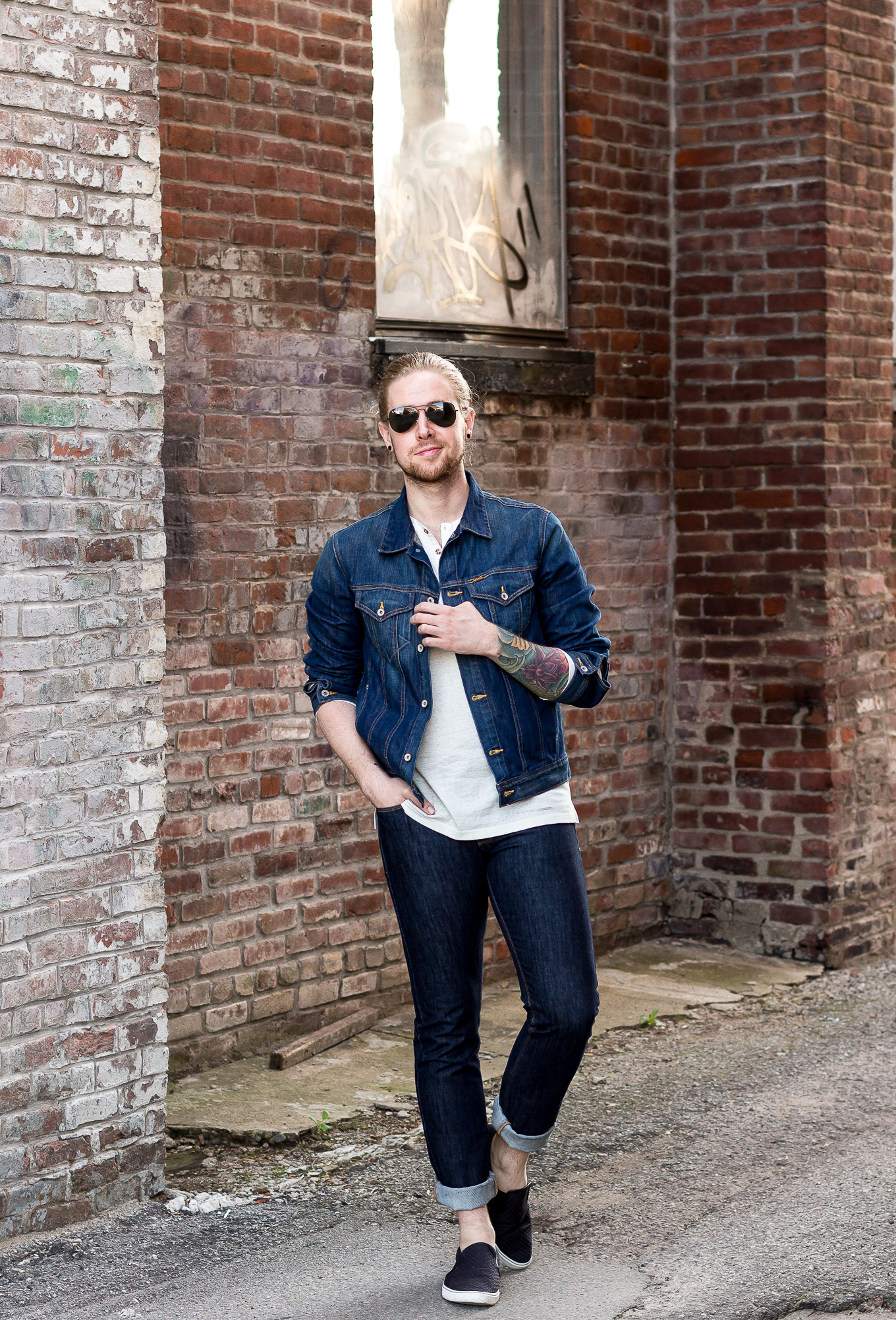 Vintage Denim Jacket in Washed Black - Grace and Lace