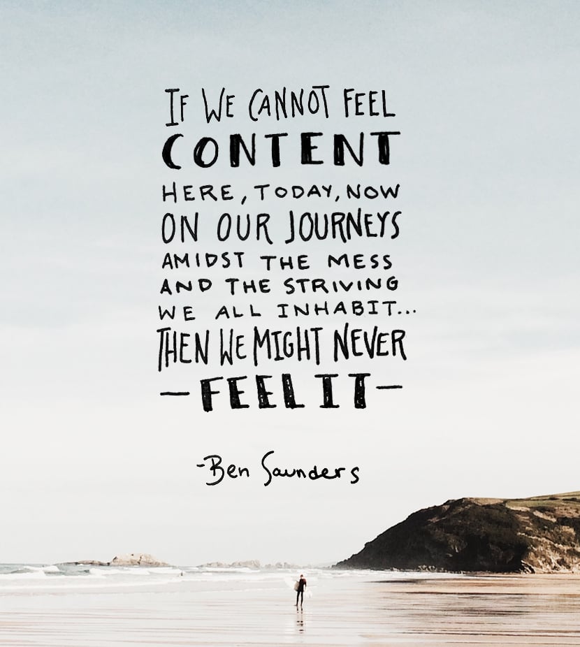 learn to be content here, learn to be content now, ben saunders, typography, hand lettering, the fresh exchange