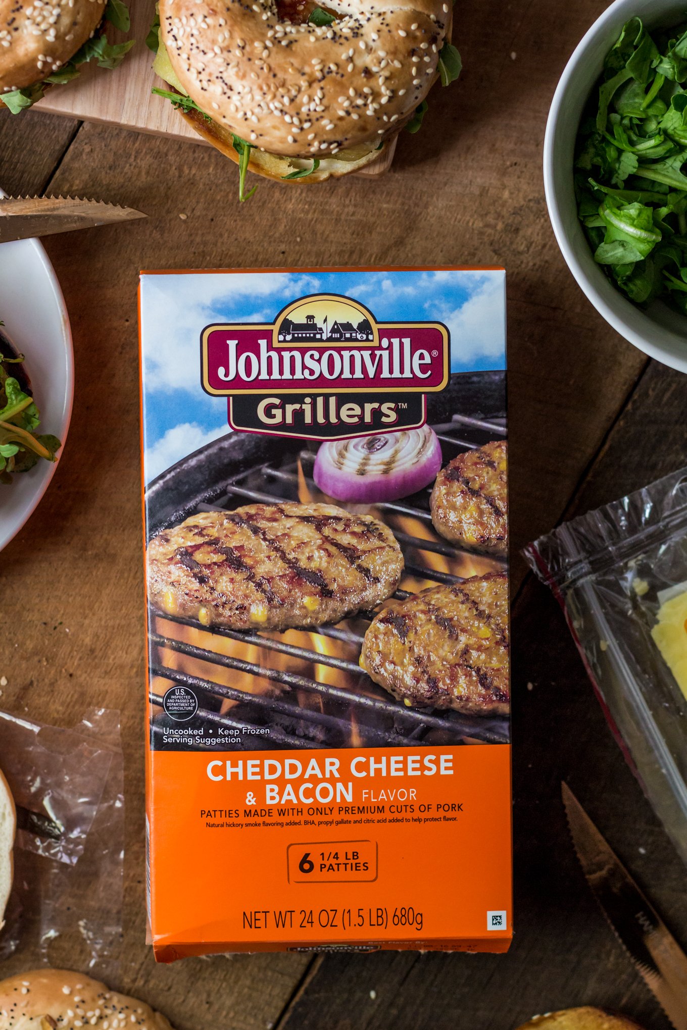 johnsonville sausage, johnsonville grillers, bagel burgers, southern cooking blog, #sausagefamily