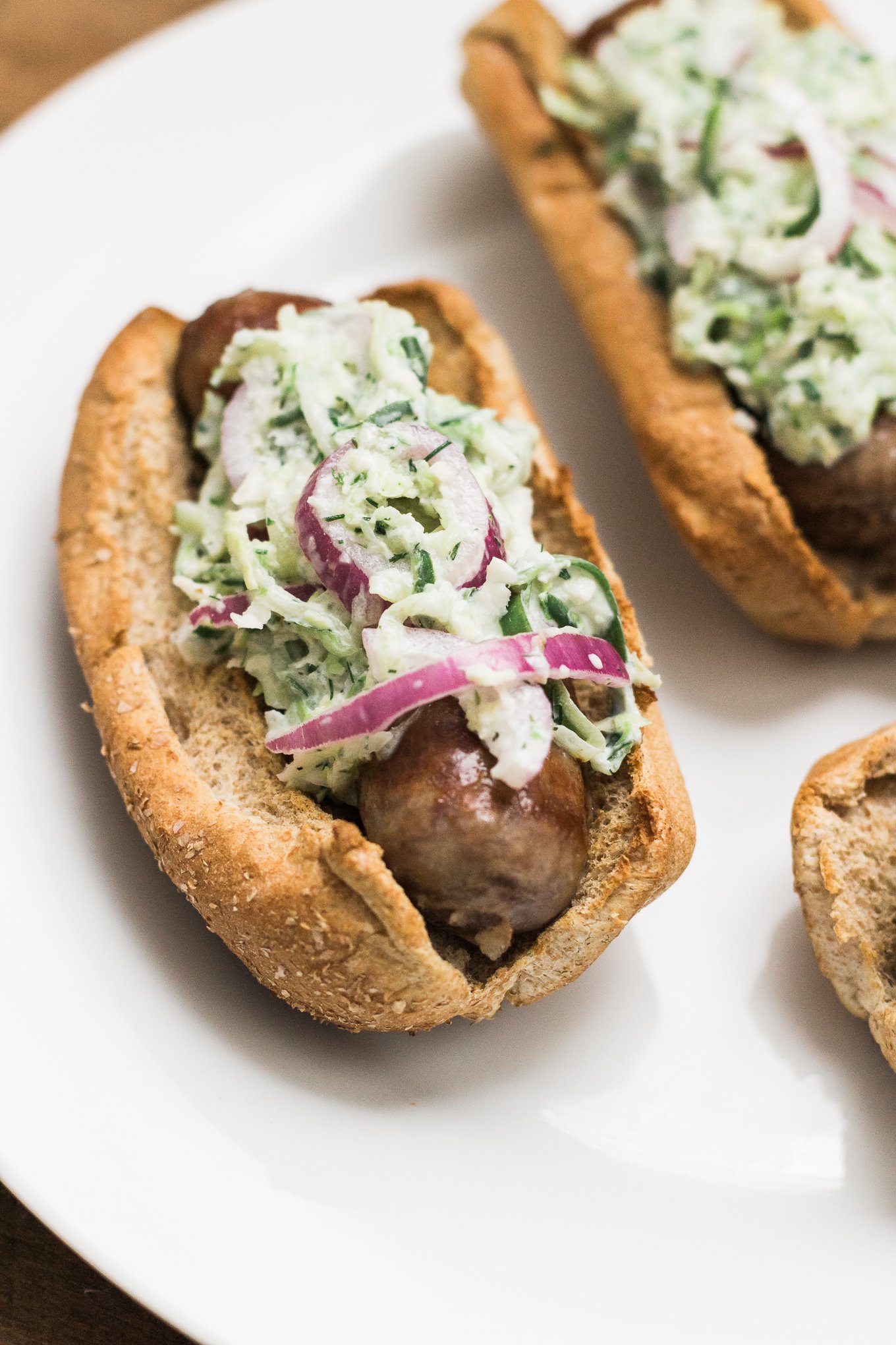 johnsonville brats, cucumber slaw, food blog, cooking blog, all natural brats