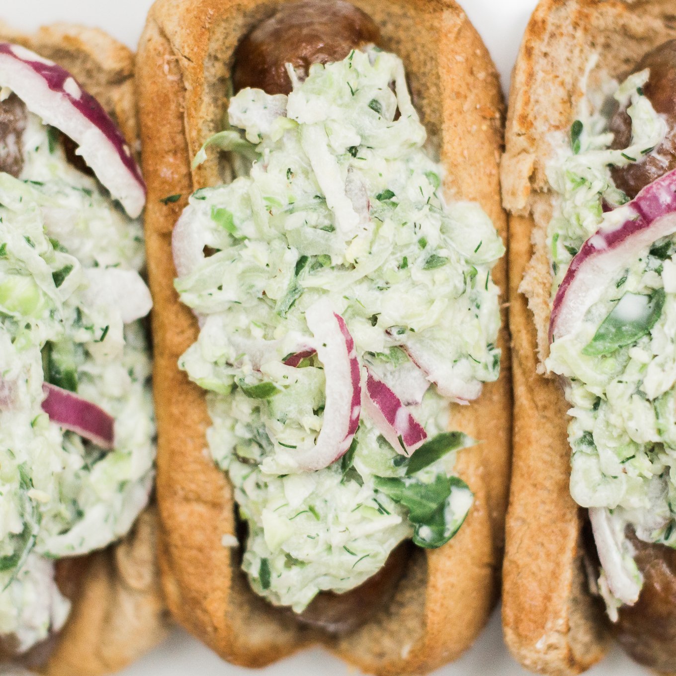 johnsonville brats, cucumber slaw, food blog, cooking blog, all natural brats