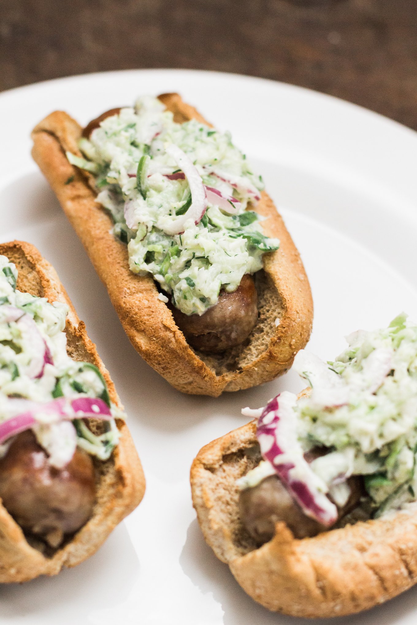 johnsonville brats, cucumber slaw, food blog, cooking blog, all natural brats