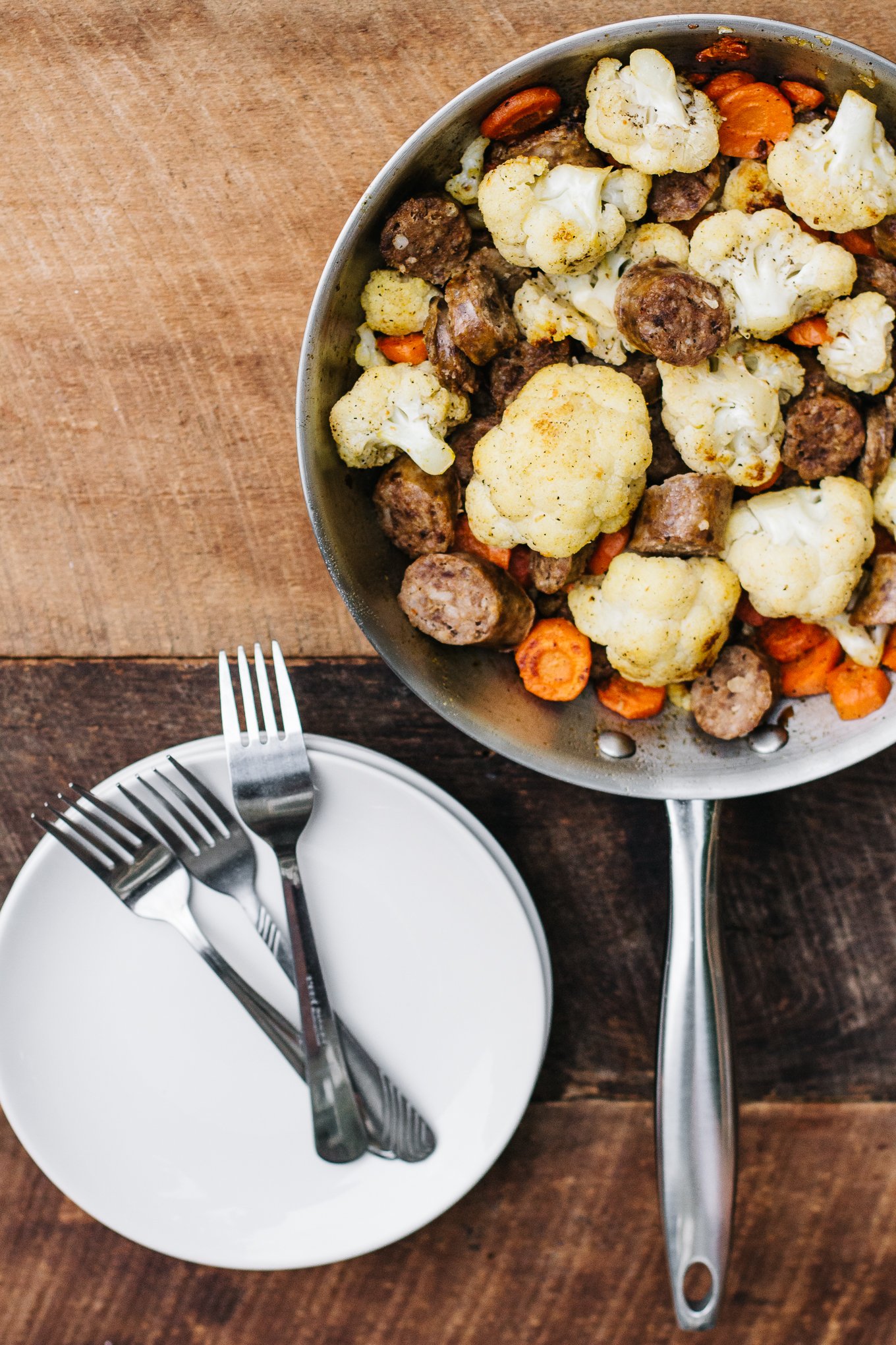 johnsonville, johnsonville Bratwurst, cauliflower dinner ideas, easy one pan dinners, cauliflower stir fry