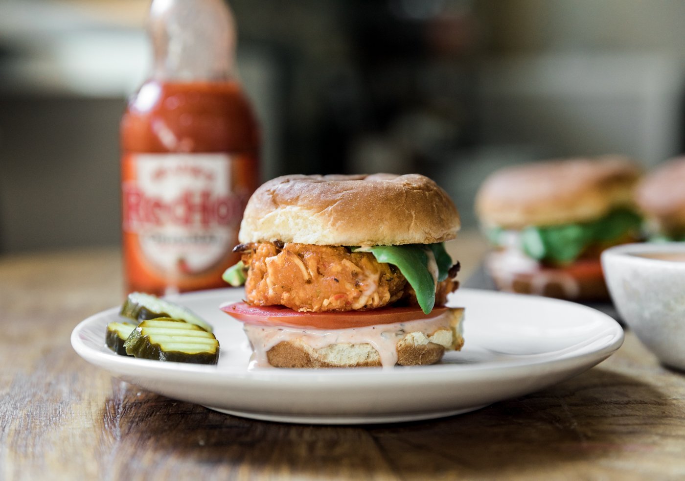 Crab Cake Sliders with Franks Red Hot Sauce