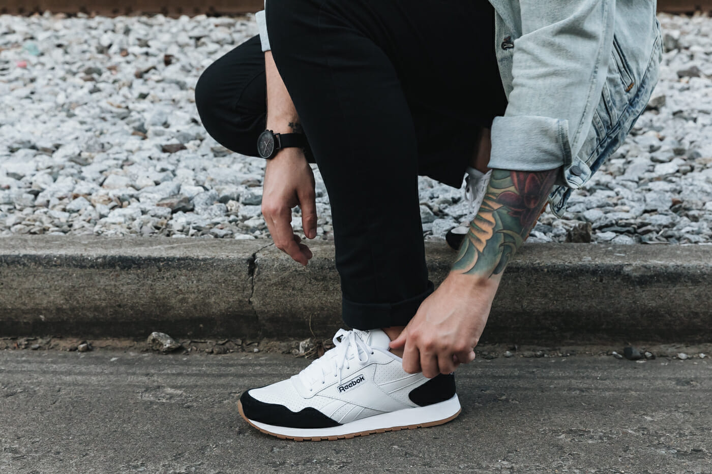 Fall Casual Weekend Out with Reebok Classic Harmon Sneakers from DSW