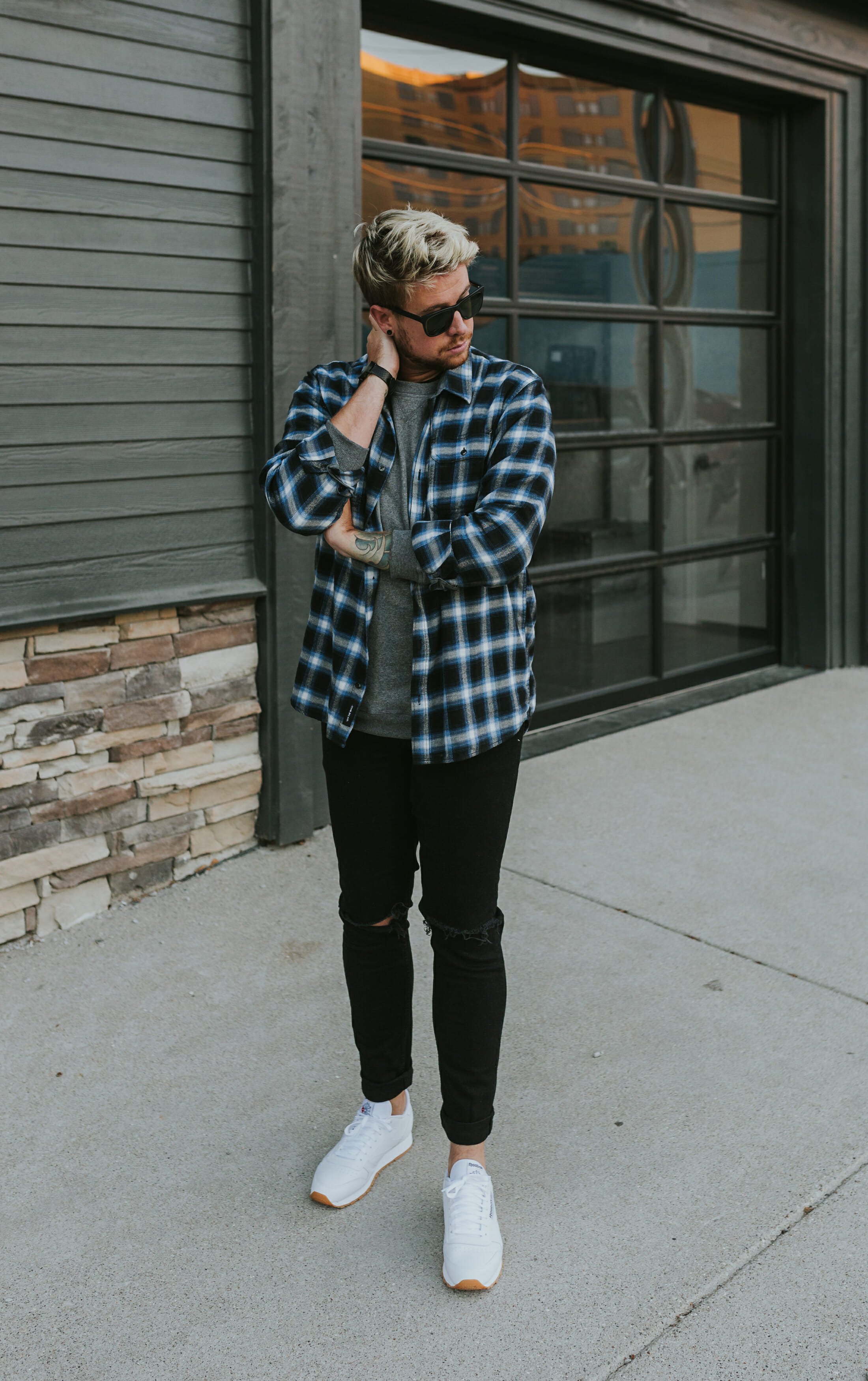 mens blue plaid shirt