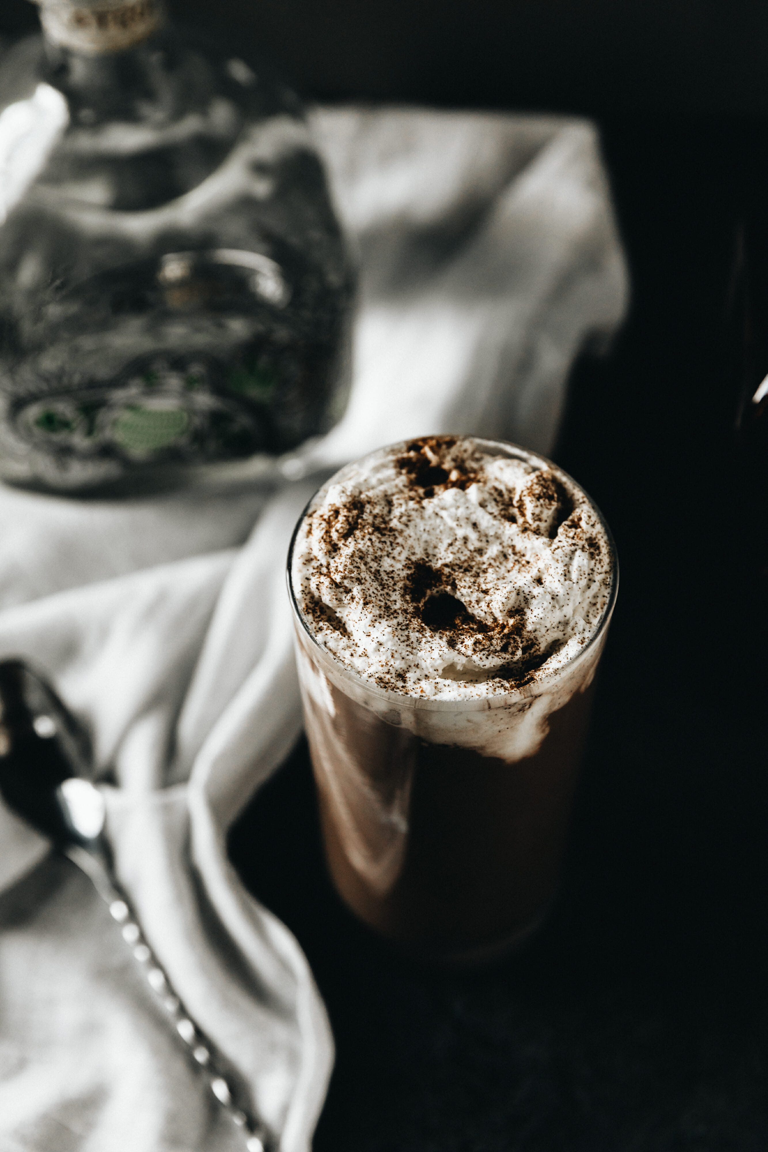 spiked chocolate milk with patron bottle