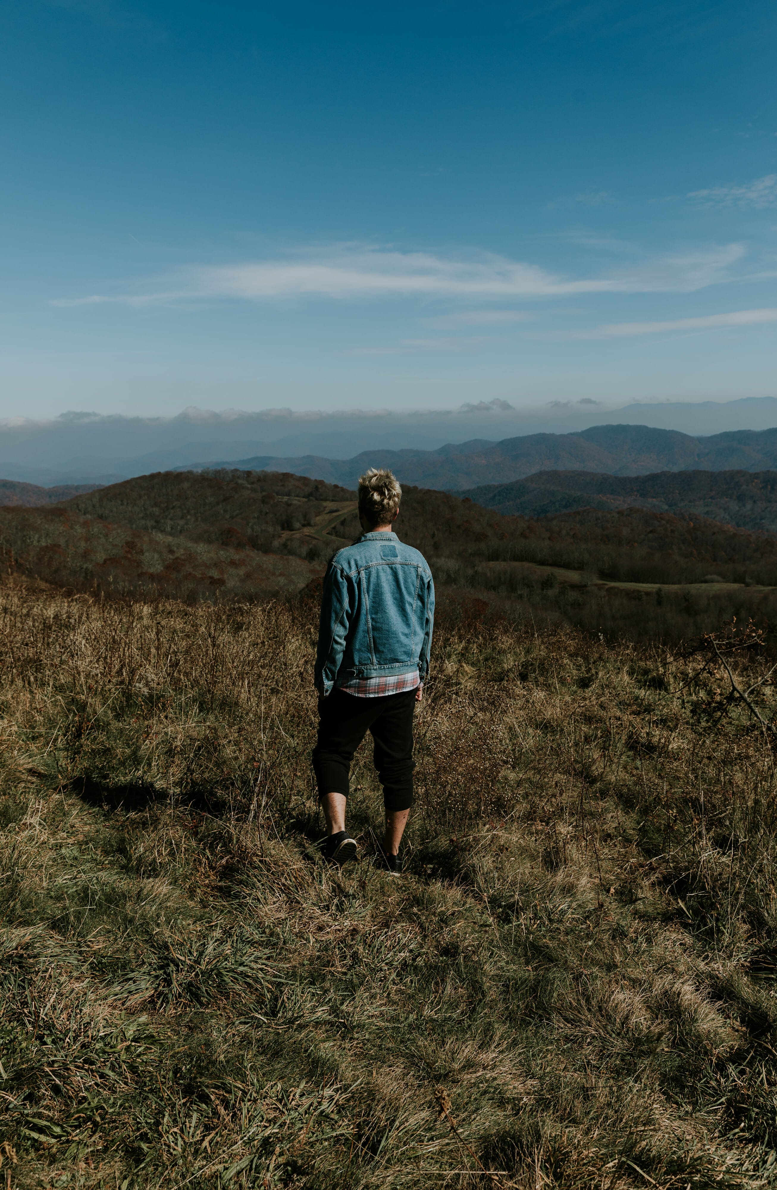 man on mountain in asheville north carolina