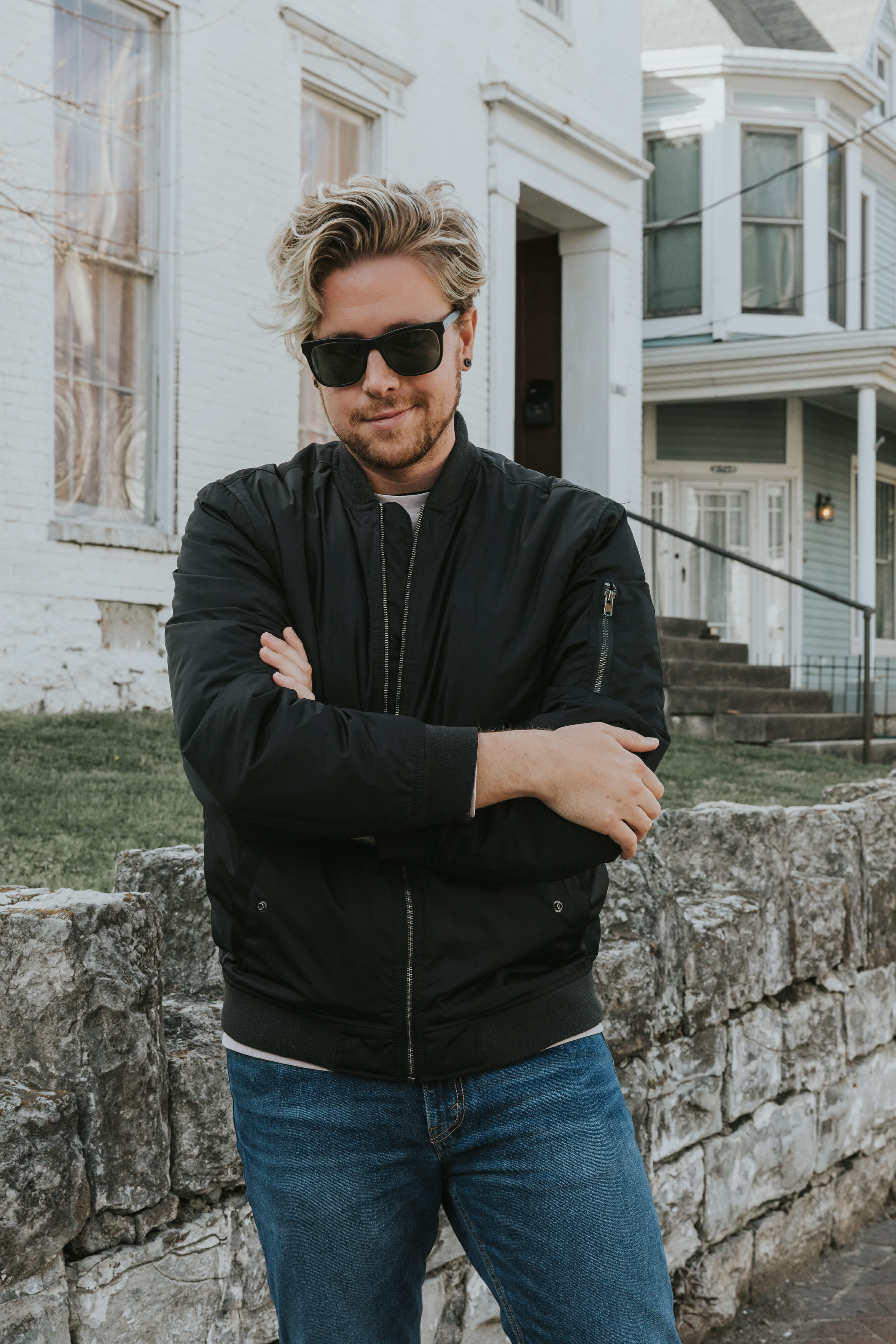 man wearing warby parker sunglasses