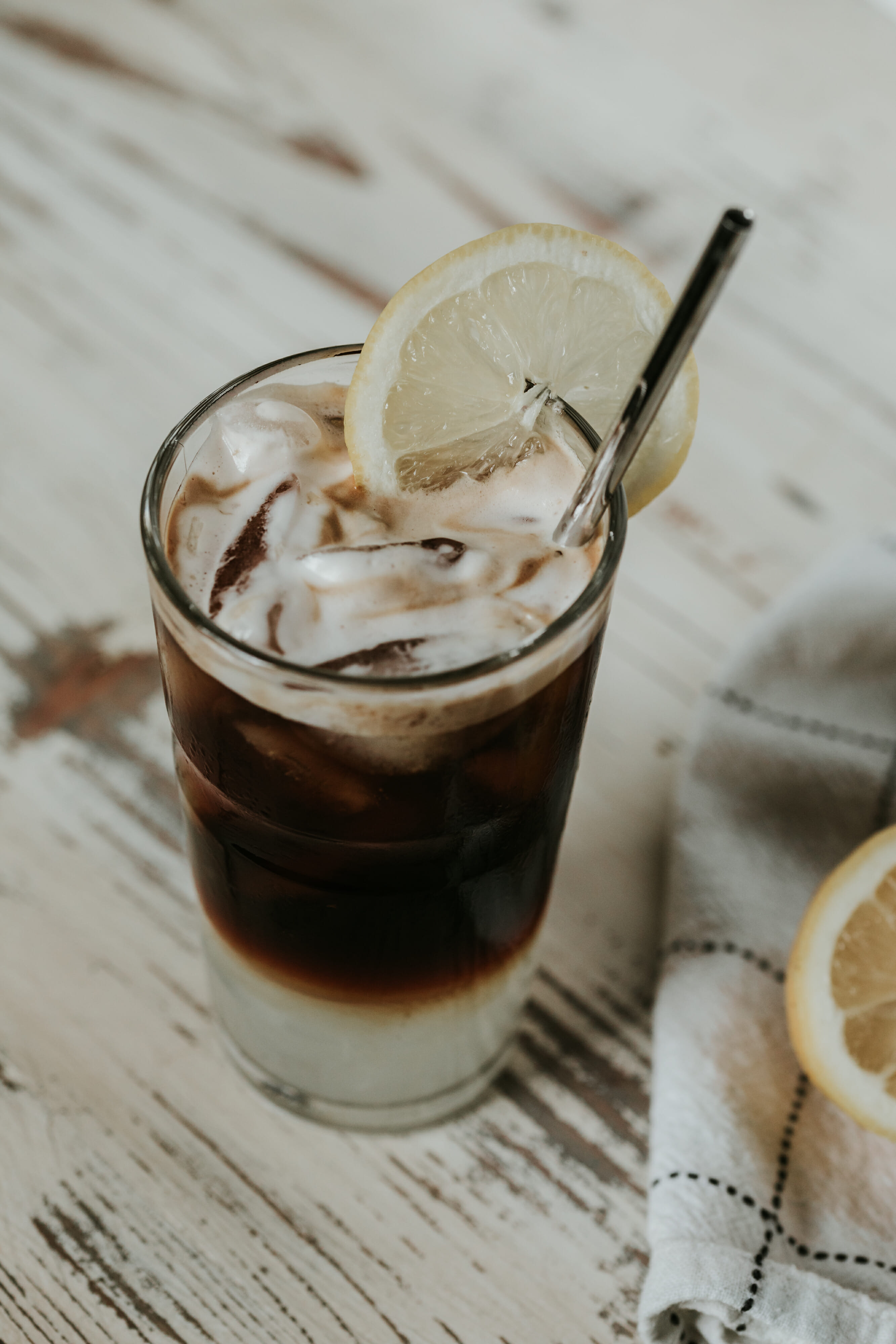 coffee with lemon and straw