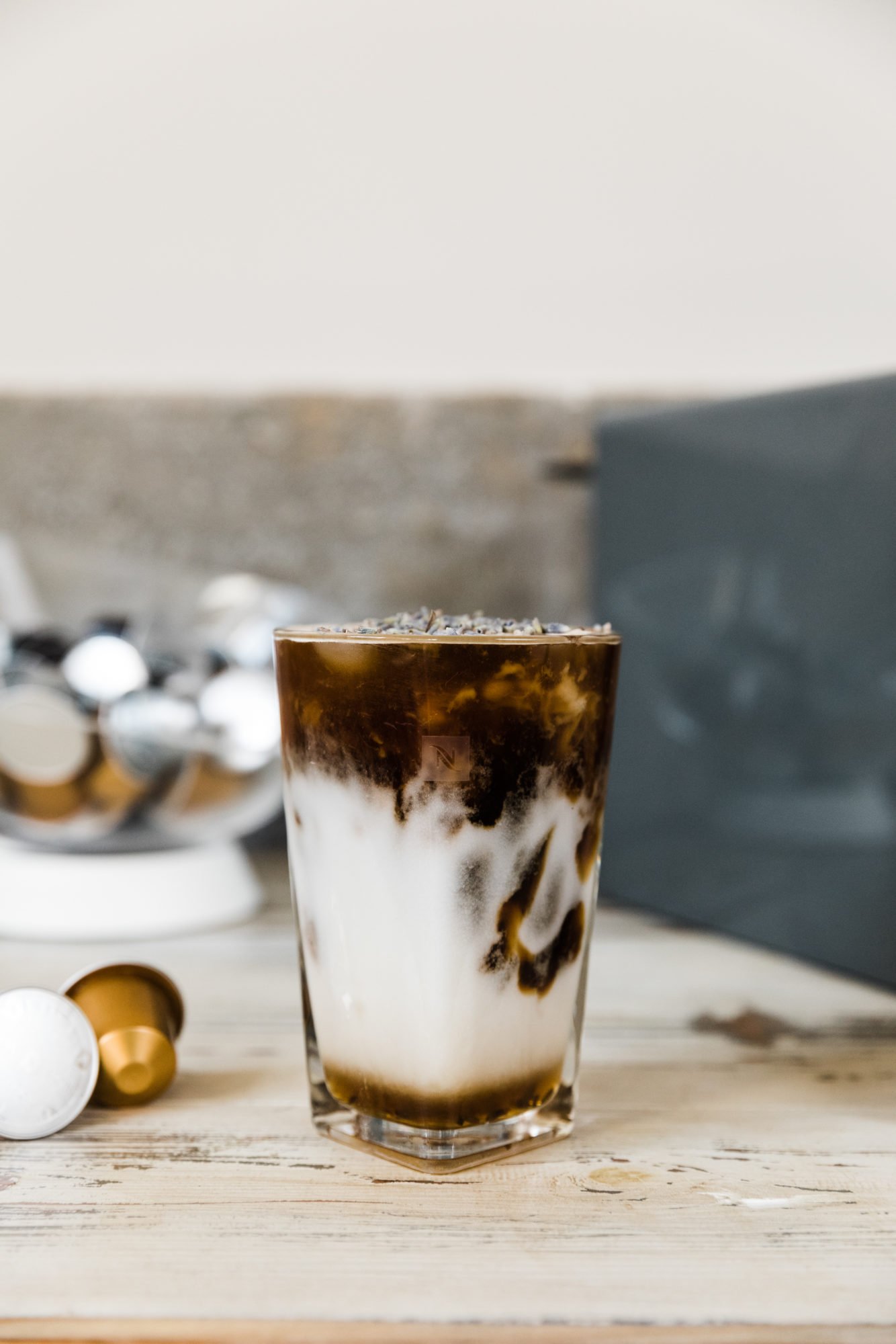 honey lavender iced latte by nespresso machine