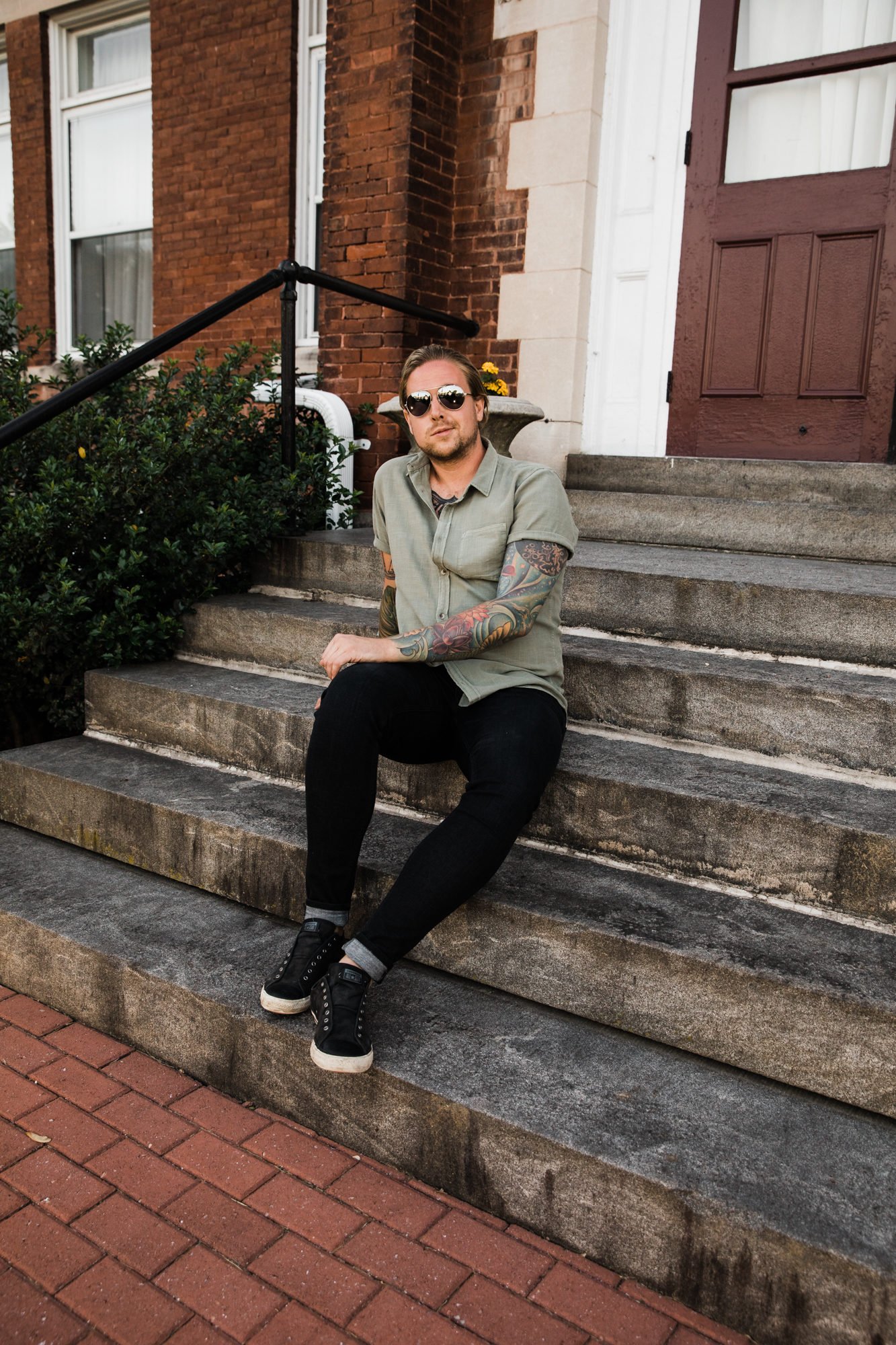 guy sitting on stairs